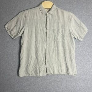 Tasso Elba‎ Men's Beige Island Linen Blend Button Up Short Sleeve Shirt Size XL